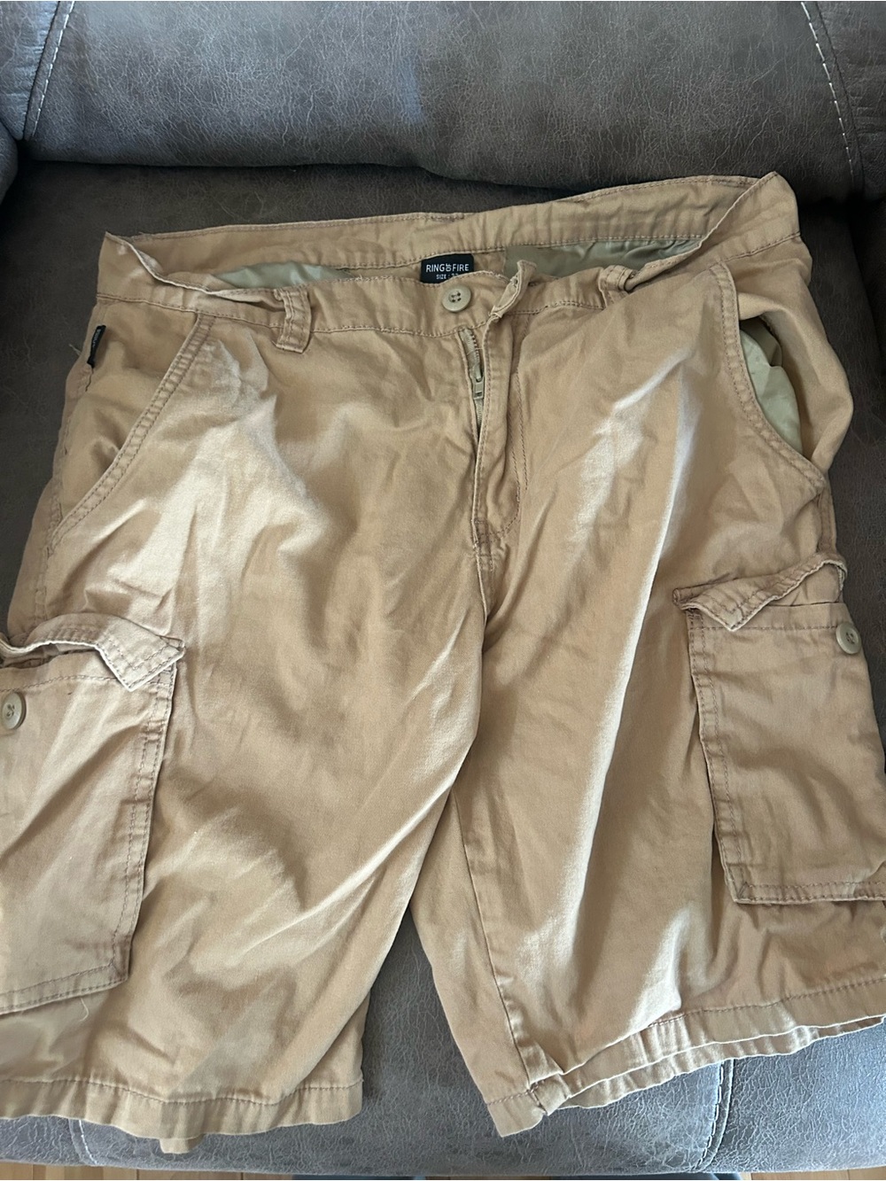 Men's Tan ring of fire  Cargo Shorts 32